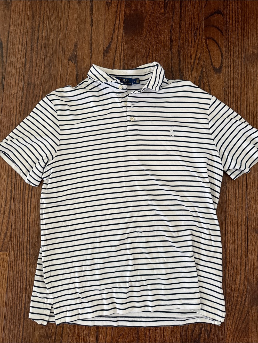 Polo by Ralph Lauren White Polo Shirt with Navy Stripes